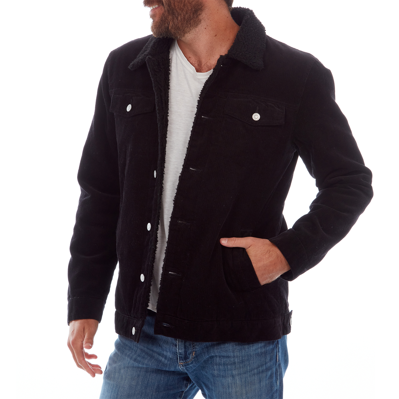 Kolton Corduroy Trucker Jacket - Sherpa Inner & Collar