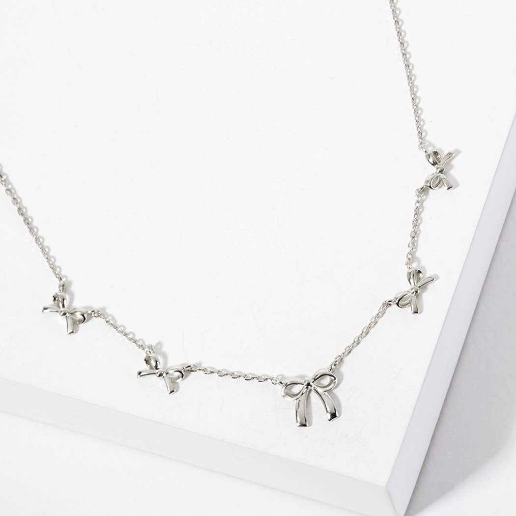 Linked Five Ribbons Charm Adjustable Necklace- Gold