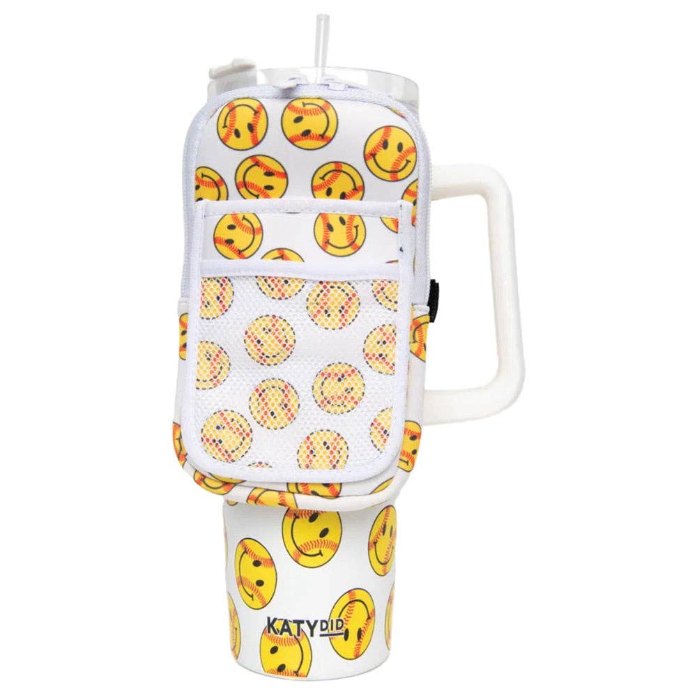 Softball Happy Face Tumbler Zipper Pouch