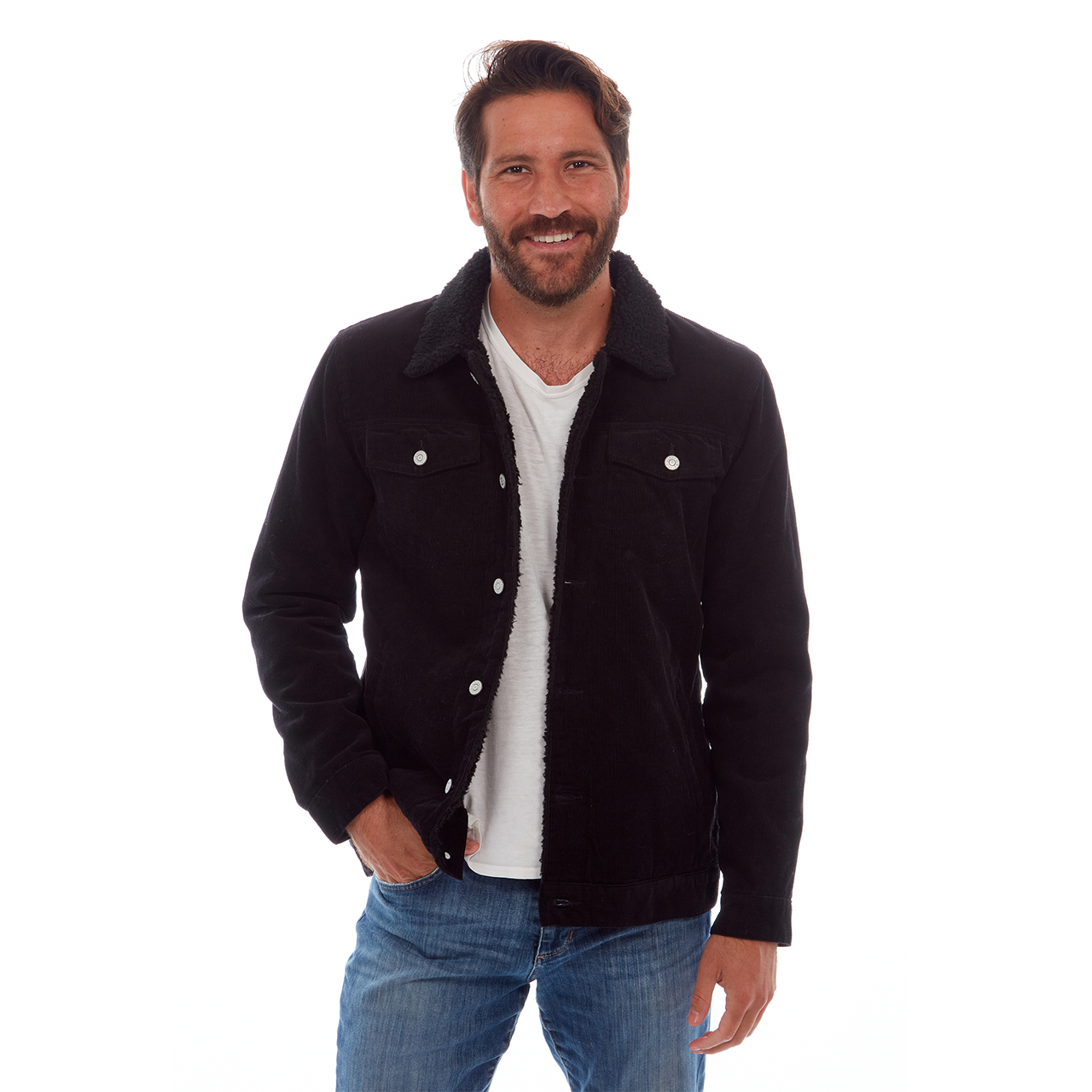 Kolton Corduroy Trucker Jacket - Sherpa Inner & Collar