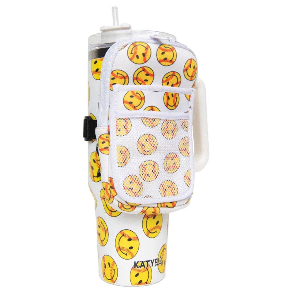 Softball Happy Face Tumbler Zipper Pouch