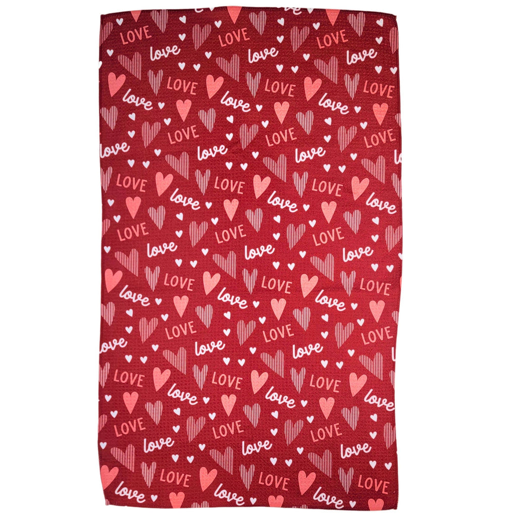 Valentines Hearts & Love Waffle Weave Towels - Home Decor