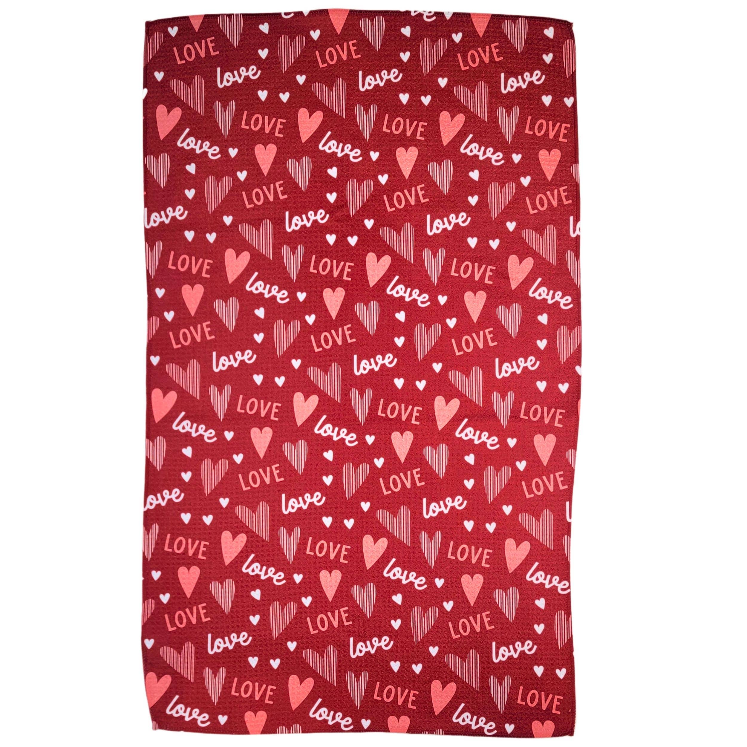 Valentines Hearts & Love Waffle Weave Towels - Home Decor