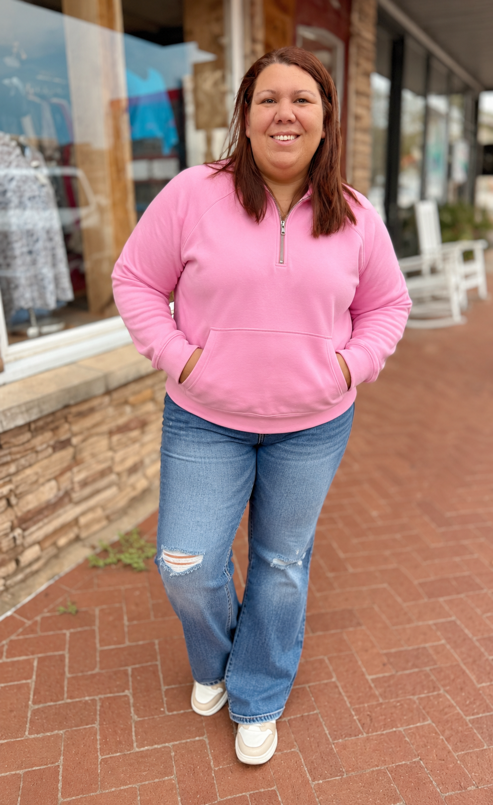 Kayla Luxe Hooded Quarter Zip Pullover