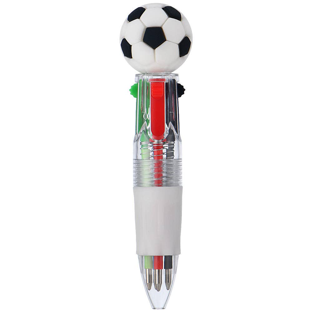 Mini 4-Color Ballpoint Pen with Sports Ball Top (Soccer, Basketball, Football)Click Retractable Planner Pen