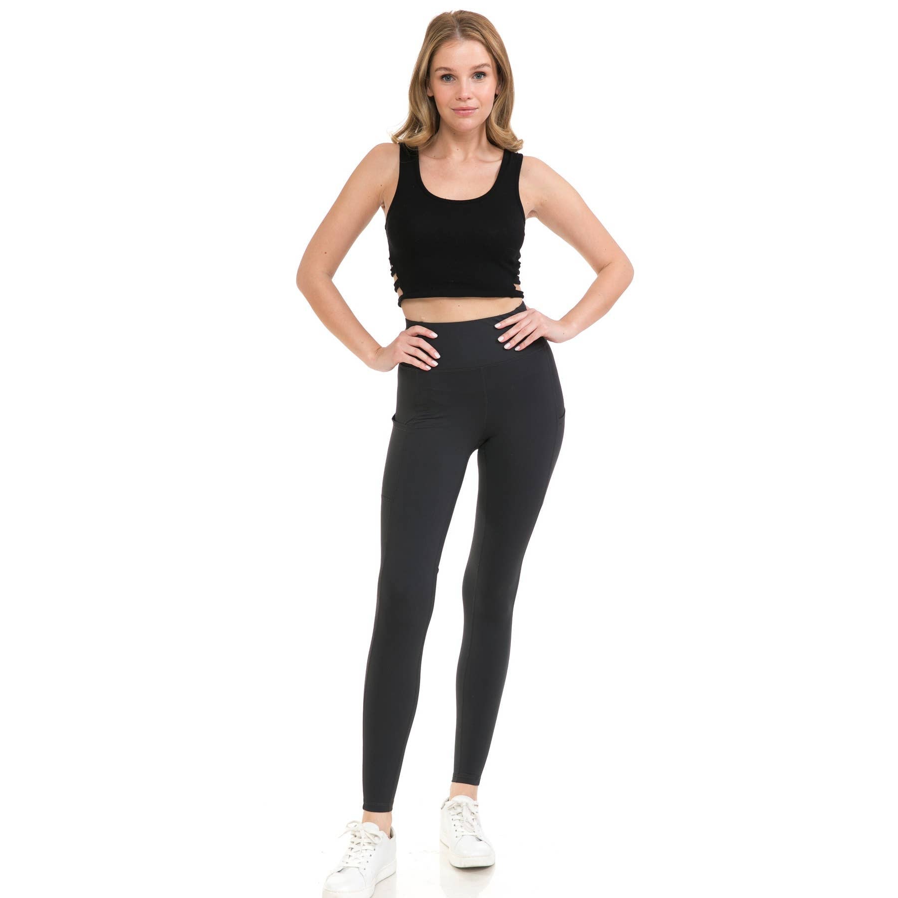 High Waist Activewear Leggings - Side Pockets
