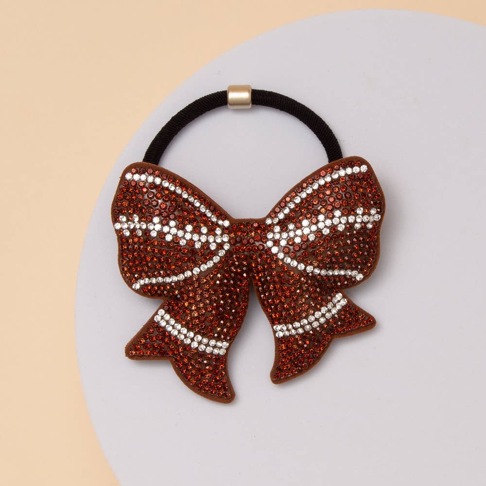 Gameday Sports Theme Bow Hair Tie with Rhinestone