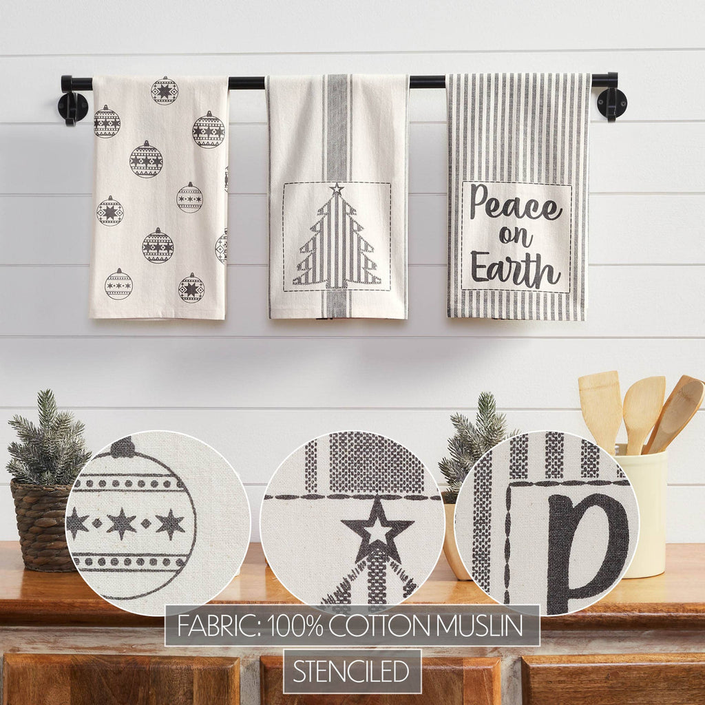 Black/White Christmas Tea Towel