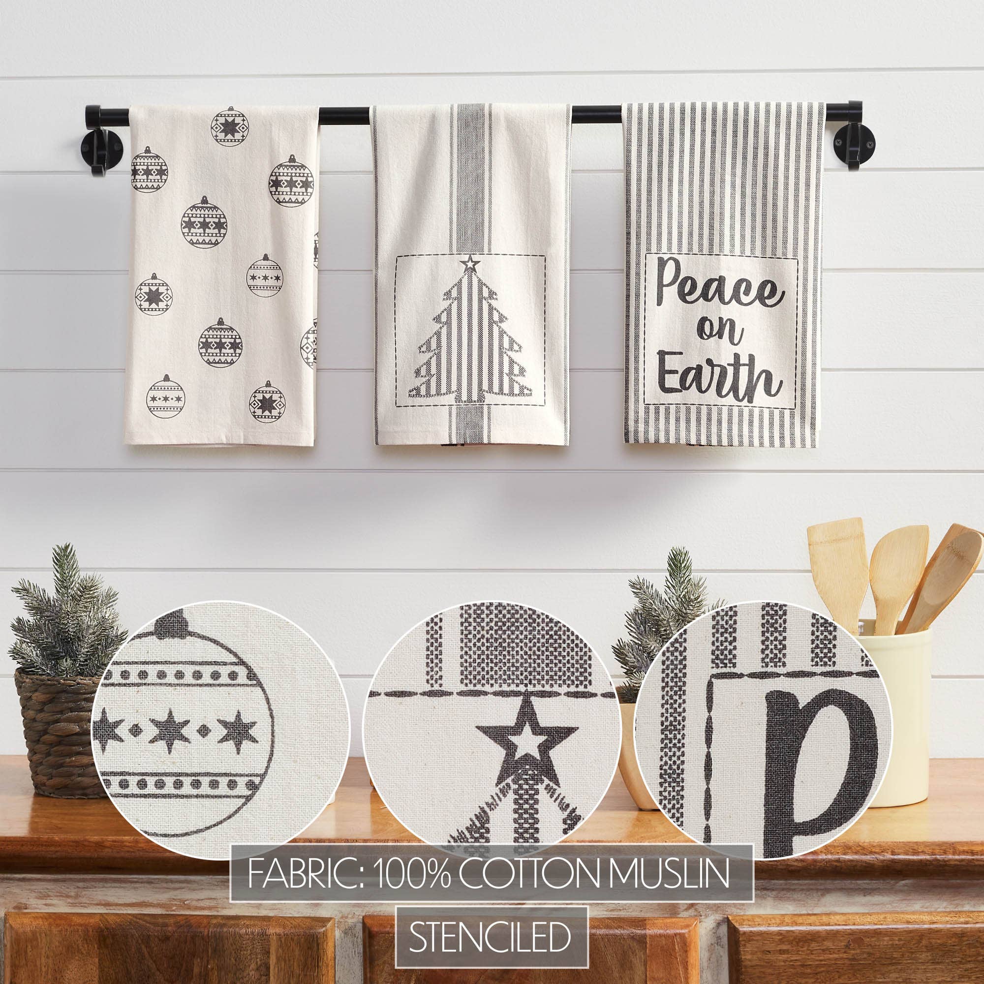 Black/White Christmas Tea Towel