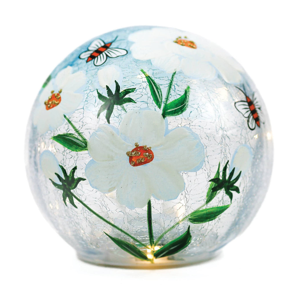 Daisy & Bees LED Glass Orb – Spring Home Decor Gift