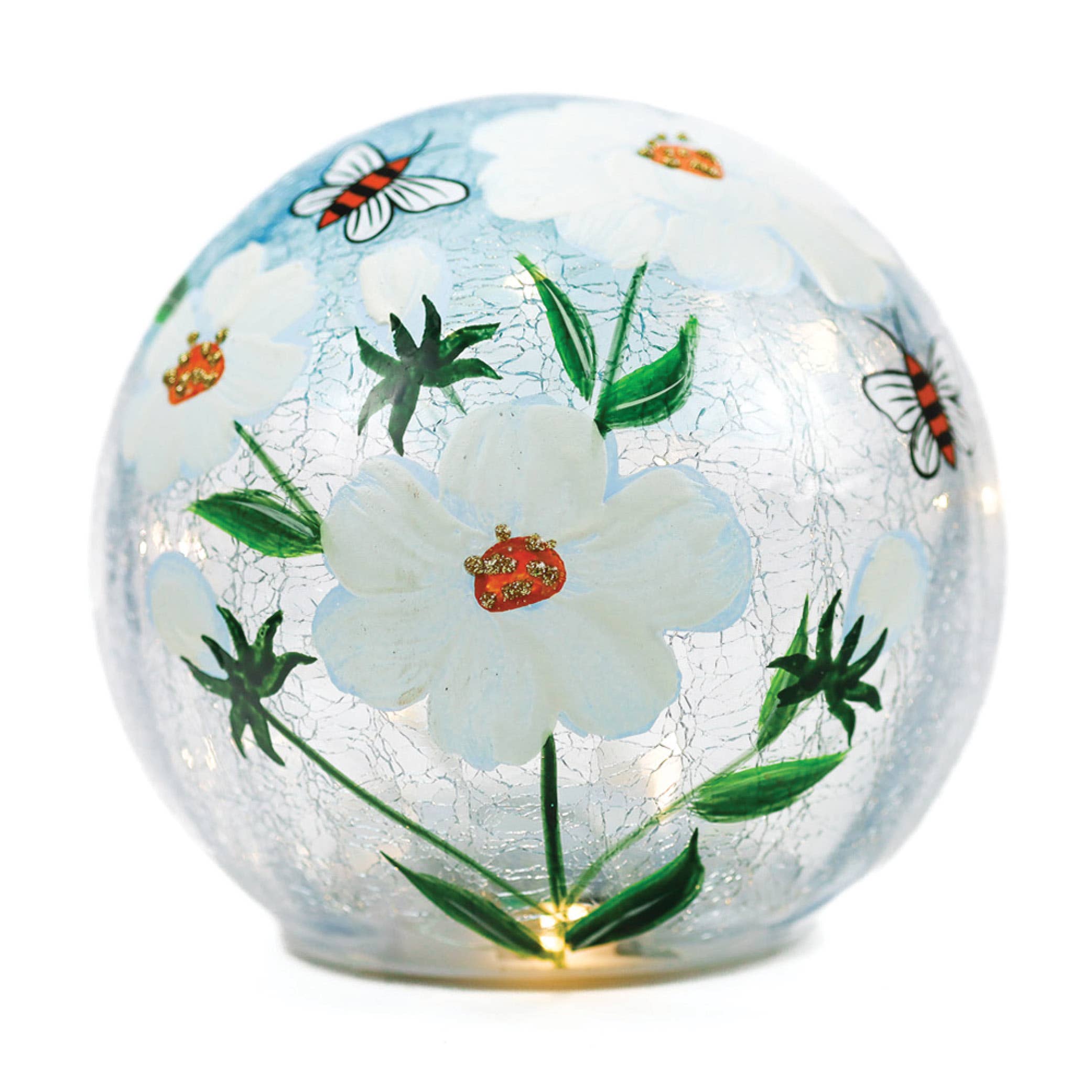 Daisy & Bees LED Glass Orb – Spring Home Decor Gift
