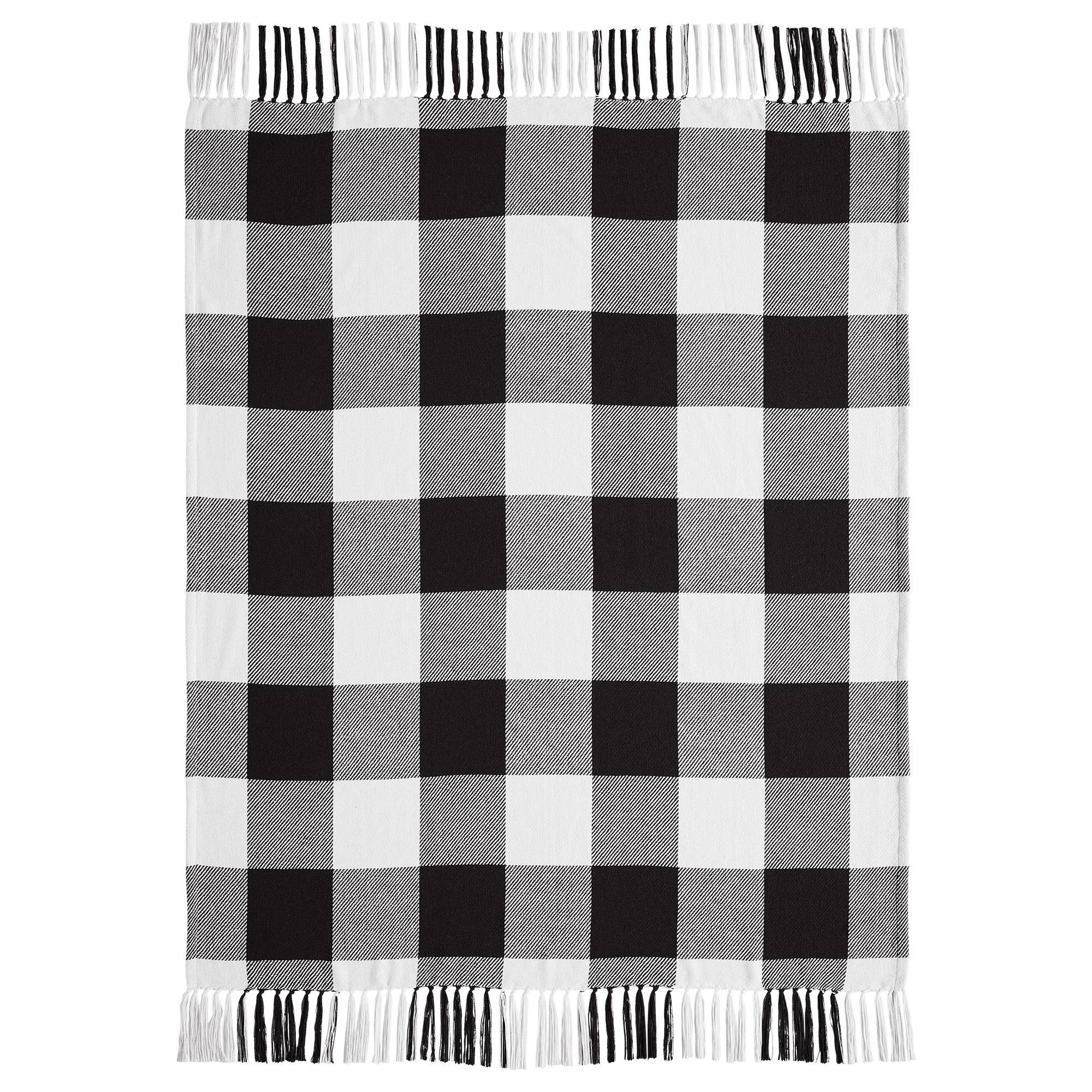 Annie Buffalo Check Black Woven Throw 50x60