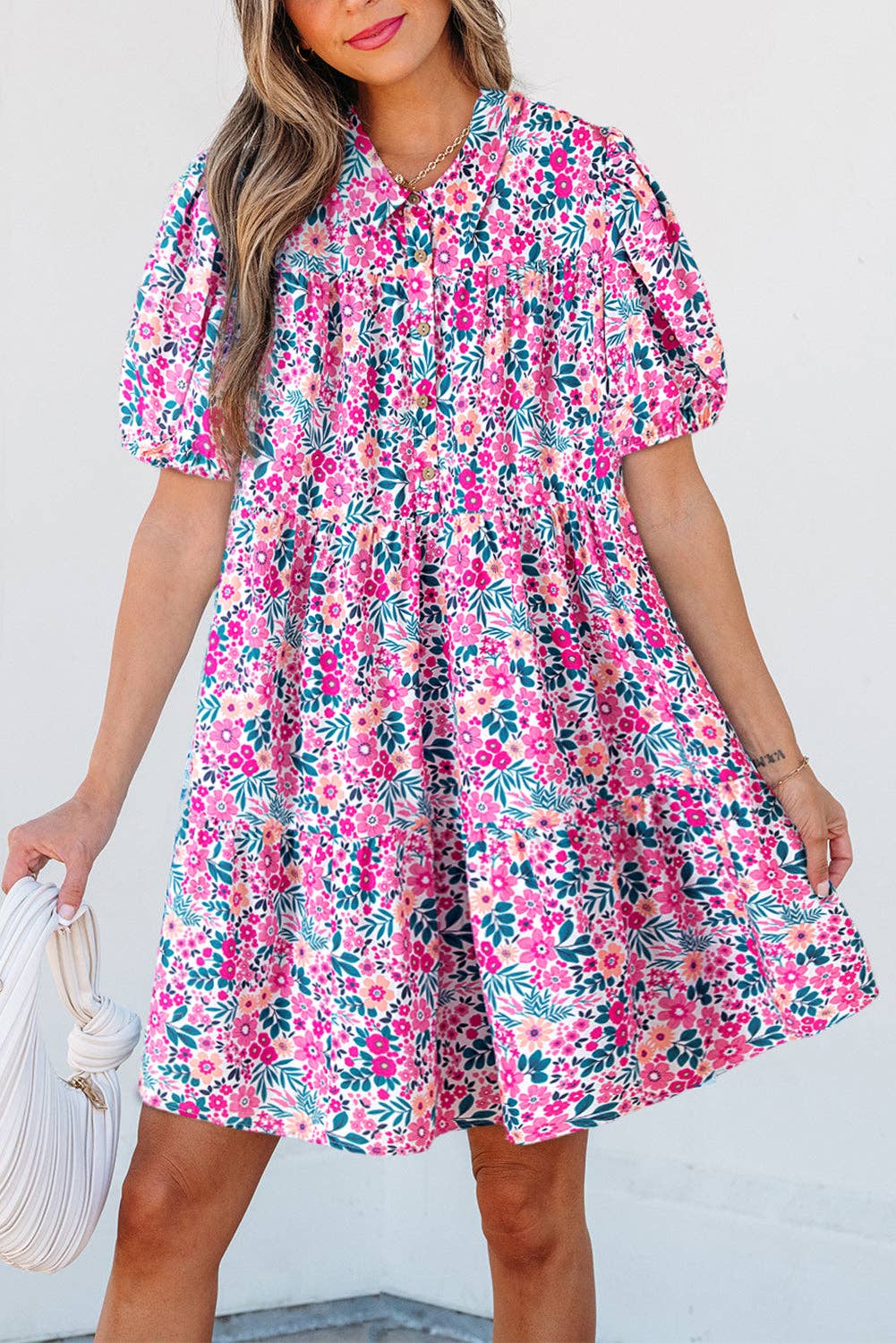 Easter Floral Collared Button Dress