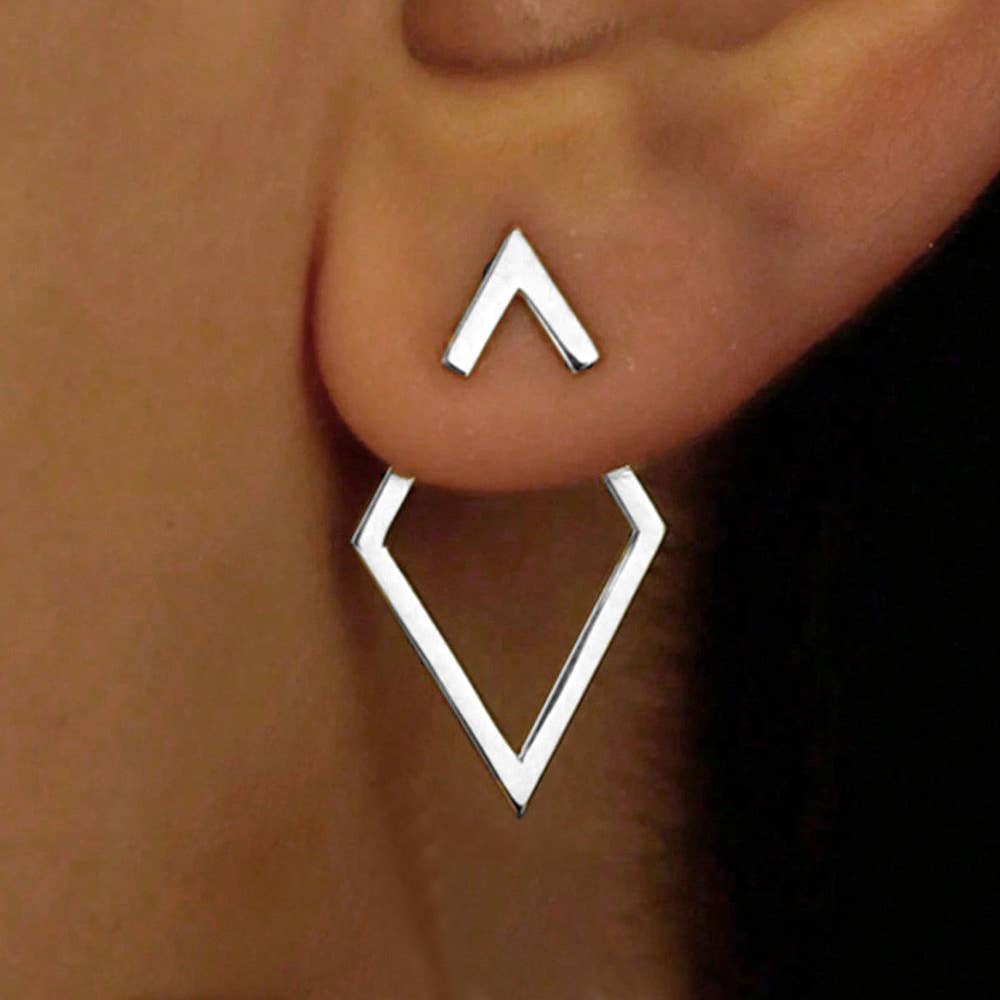Simple Geometric Diamond Hollow Earrings Set