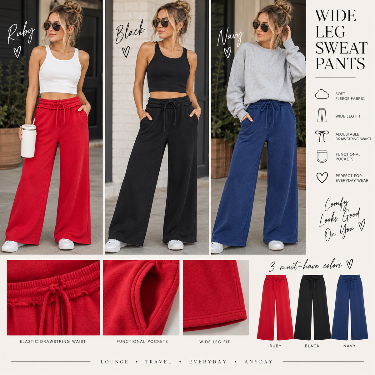 The Off Duty Wide Leg Sweats
