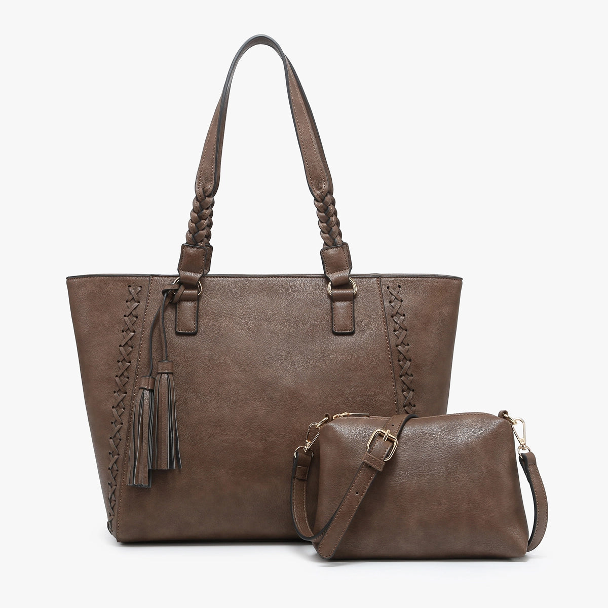 J&C Lisa Structured Tote w/ Braided Accents