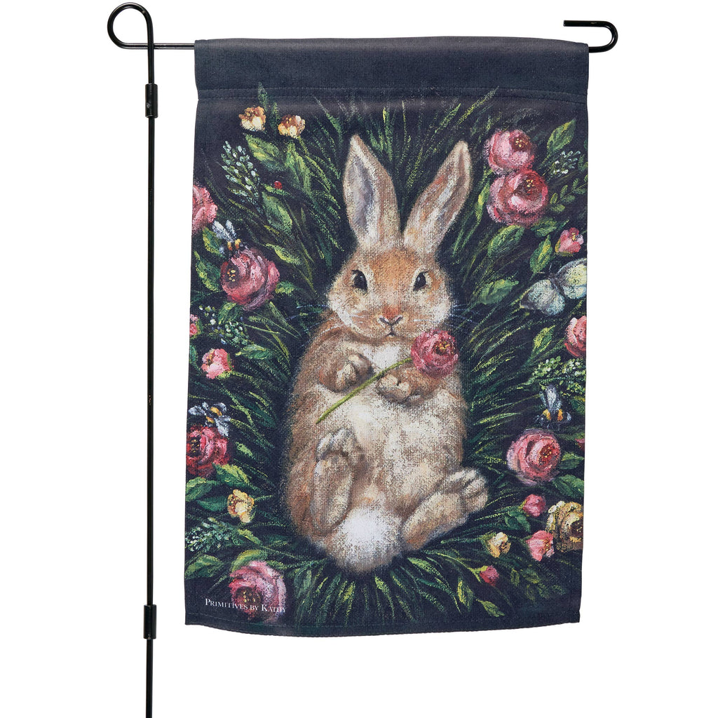 Snuggling Bunny Garden Flag