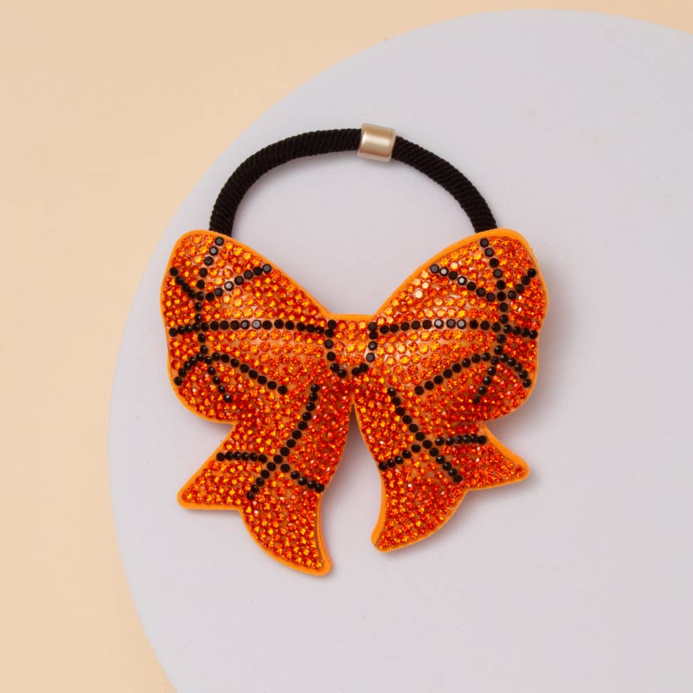 Gameday Sports Theme Bow Hair Tie with Rhinestone