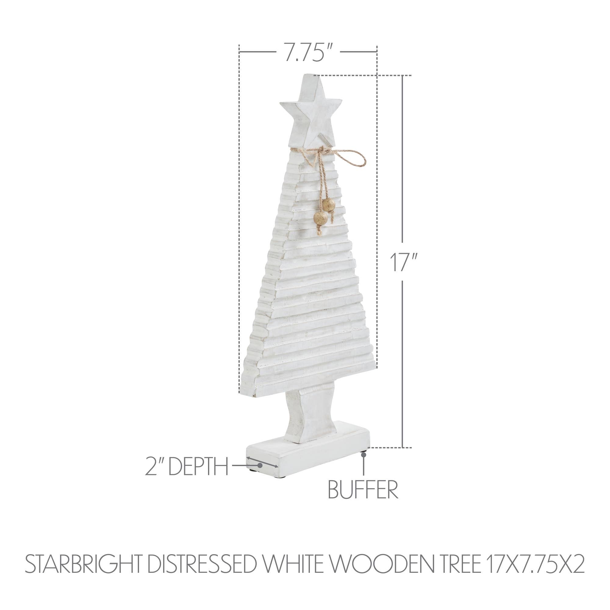 Starbright Distressed White Wooden Tree 17x7.75x2