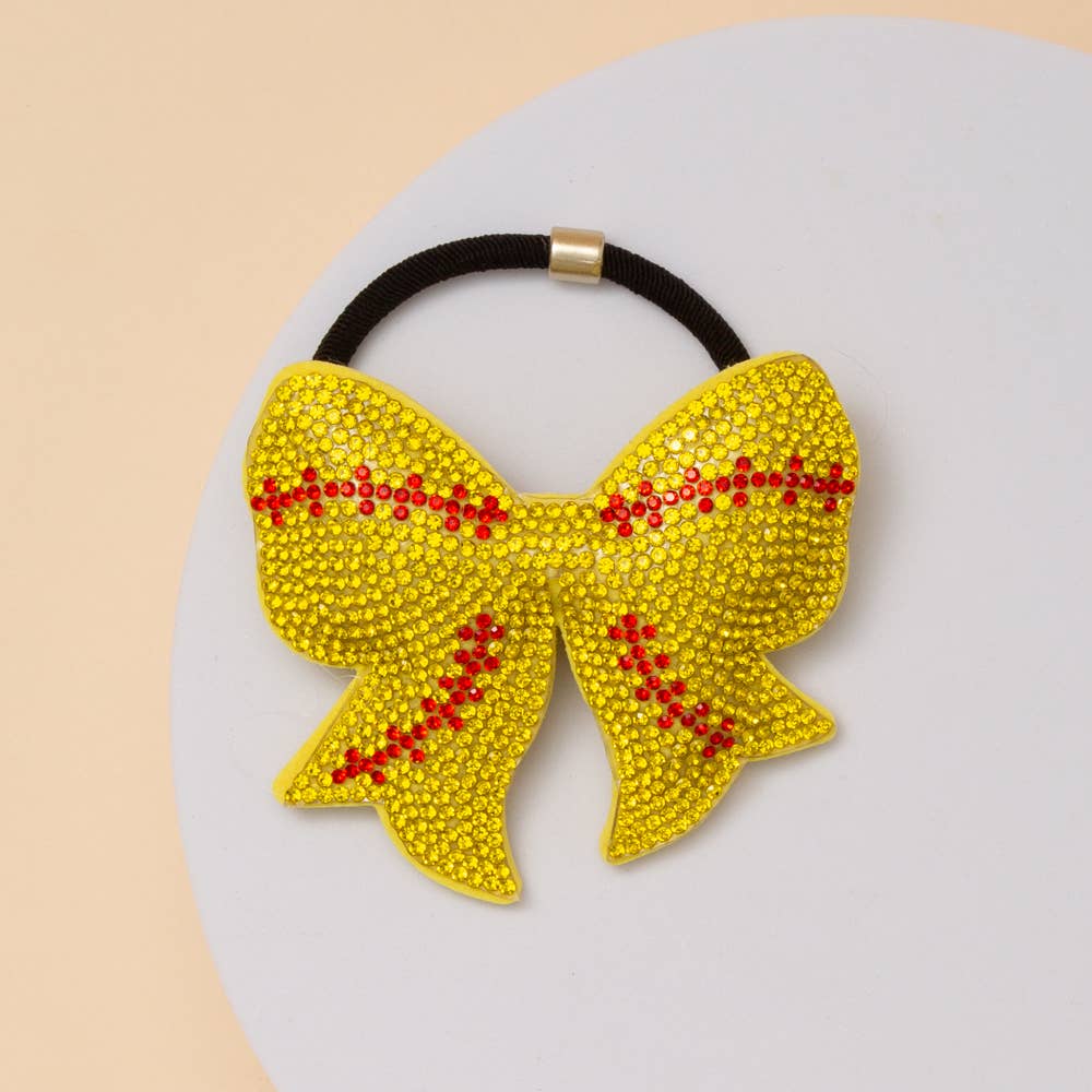 Gameday Sports Theme Bow Hair Tie with Rhinestone