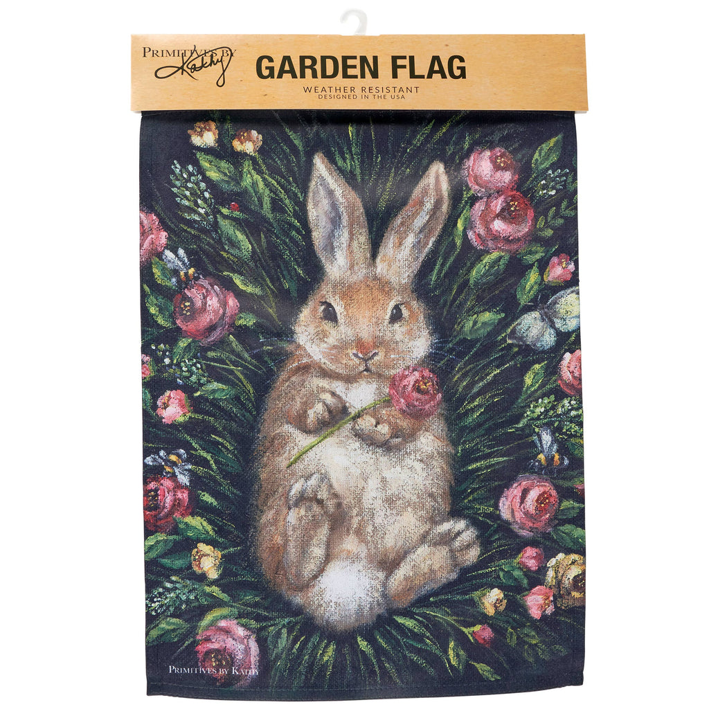Snuggling Bunny Garden Flag