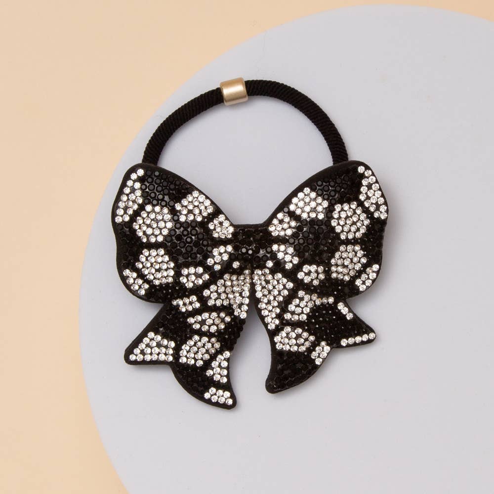 Gameday Sports Theme Bow Hair Tie with Rhinestone
