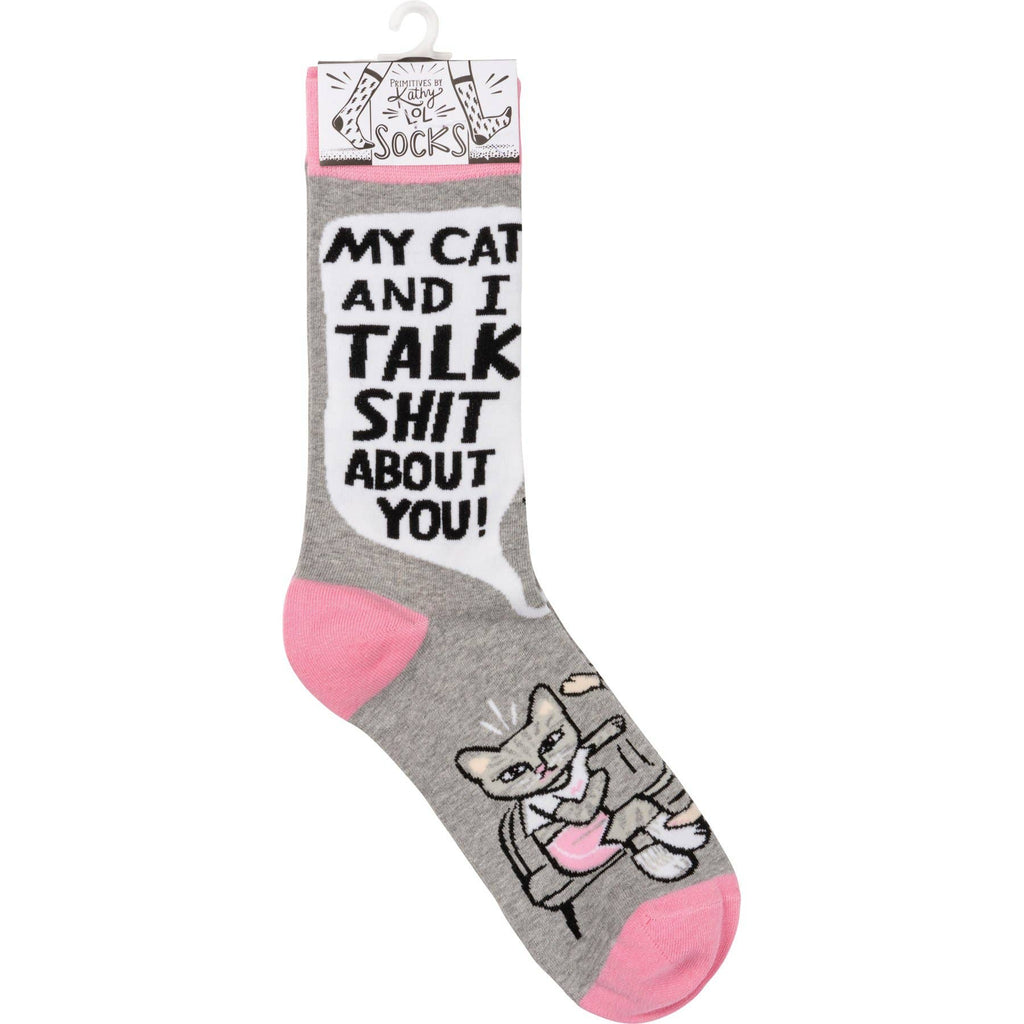 My Cat And I Talk About You Socks
