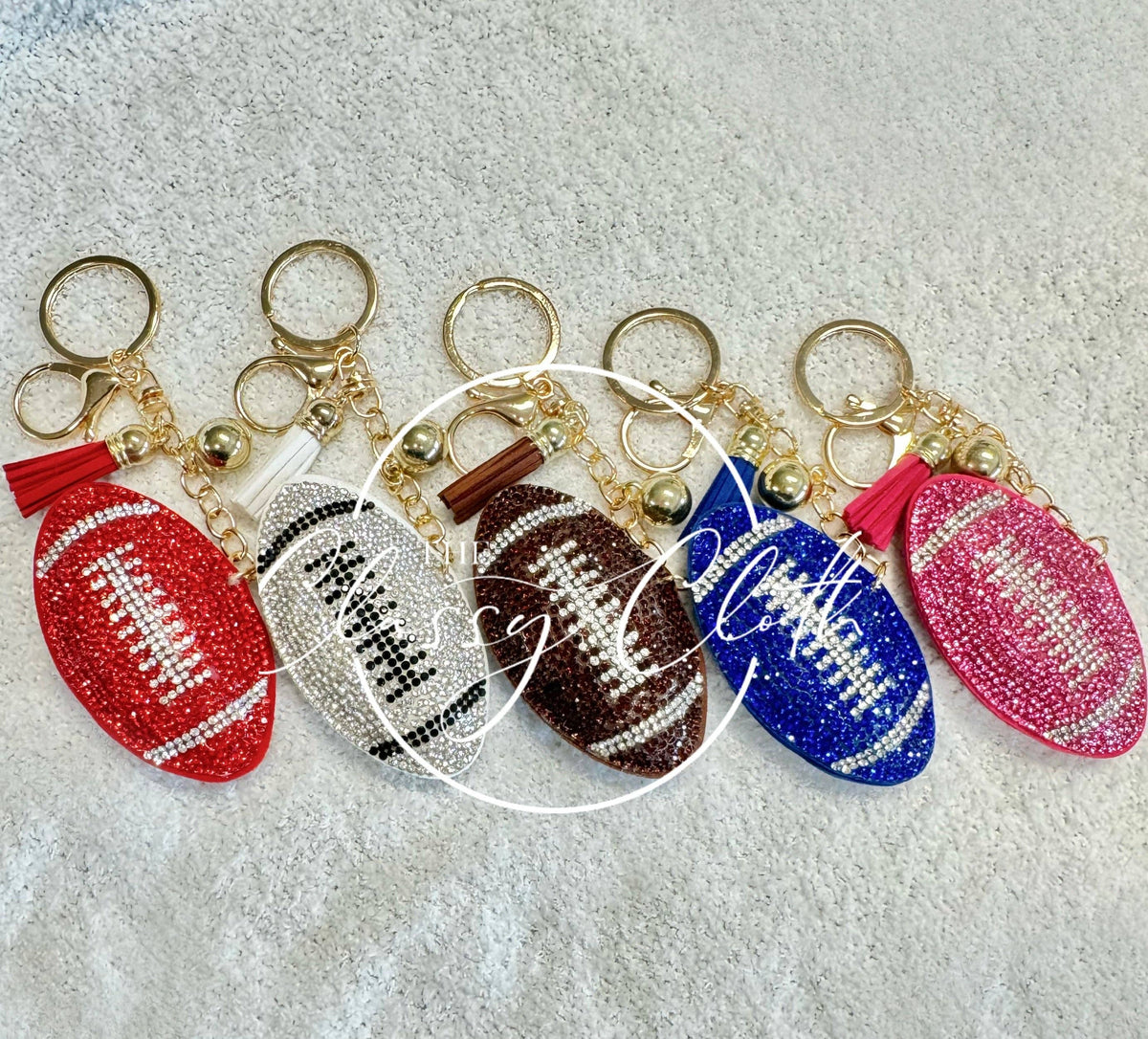 Jeweled Football Keychain