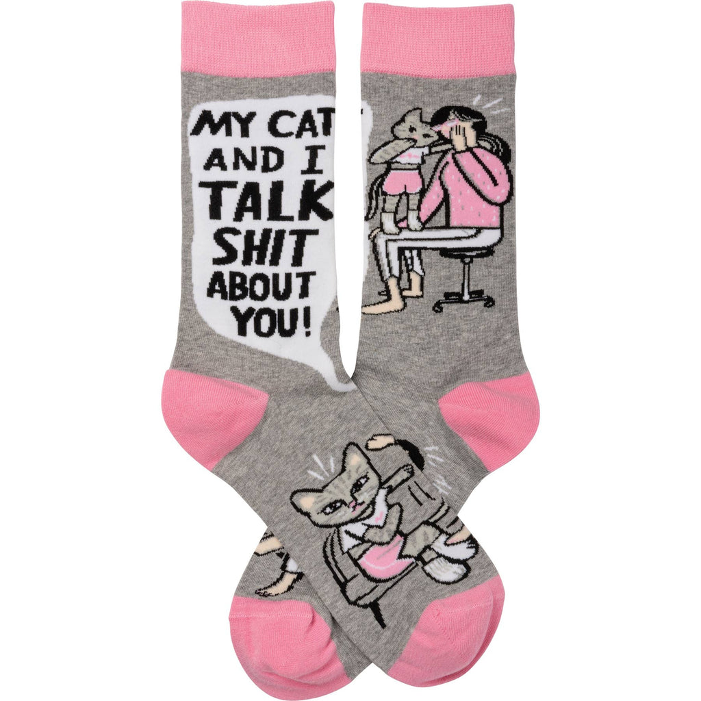 My Cat And I Talk About You Socks