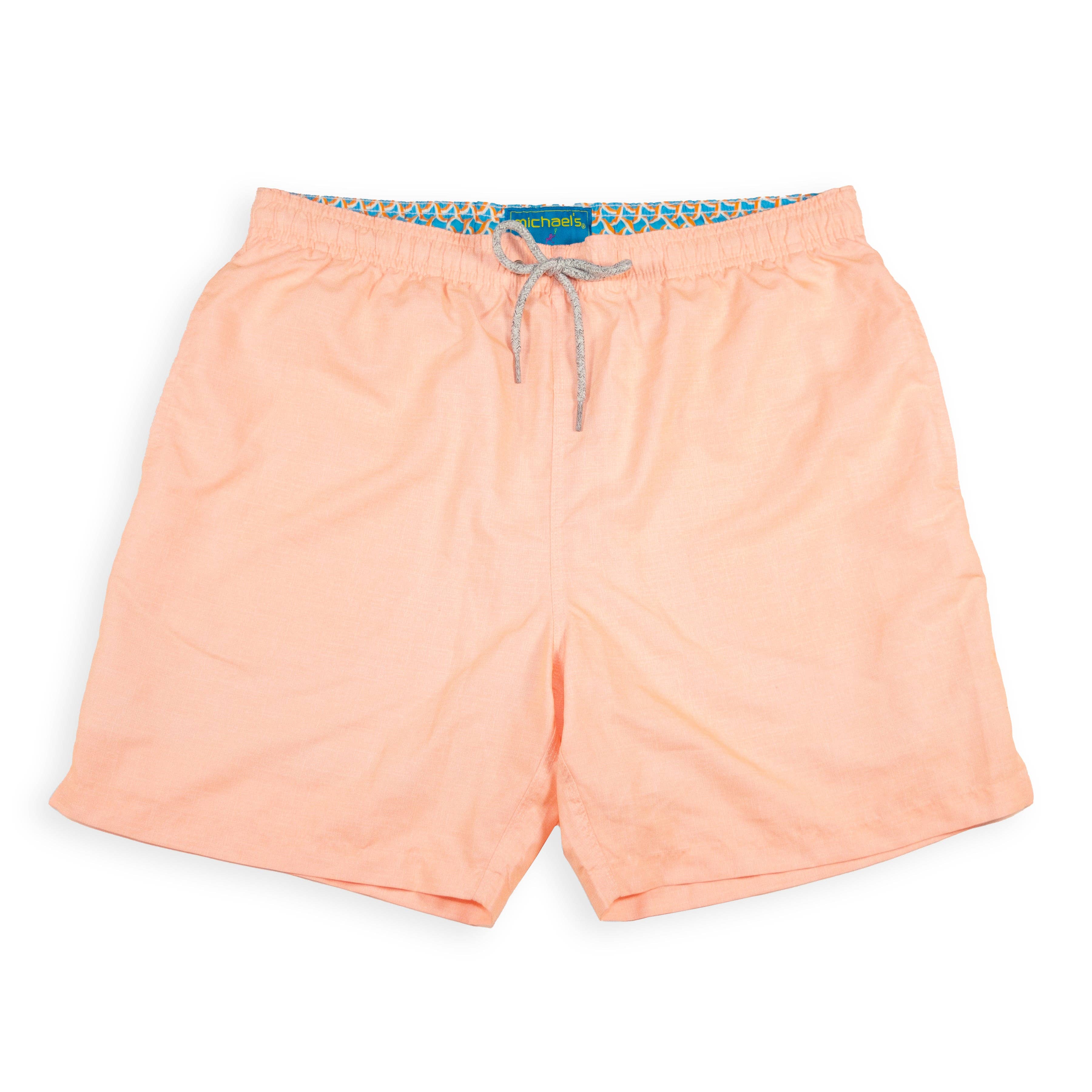 Men's Mesh Liner Swim Trunks - Solid Linen Orange
