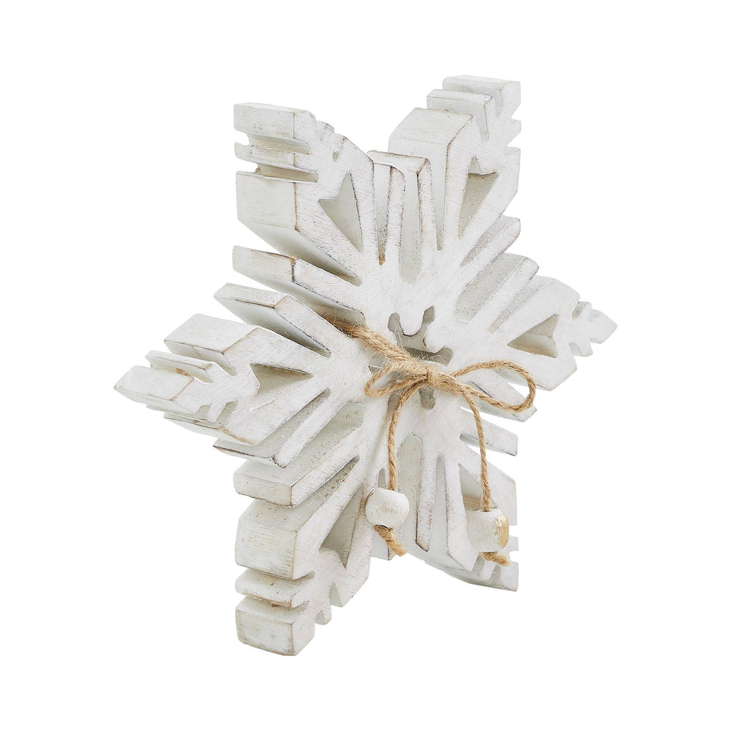Distressed White Wooden Snowflake 5.75x5.75x1