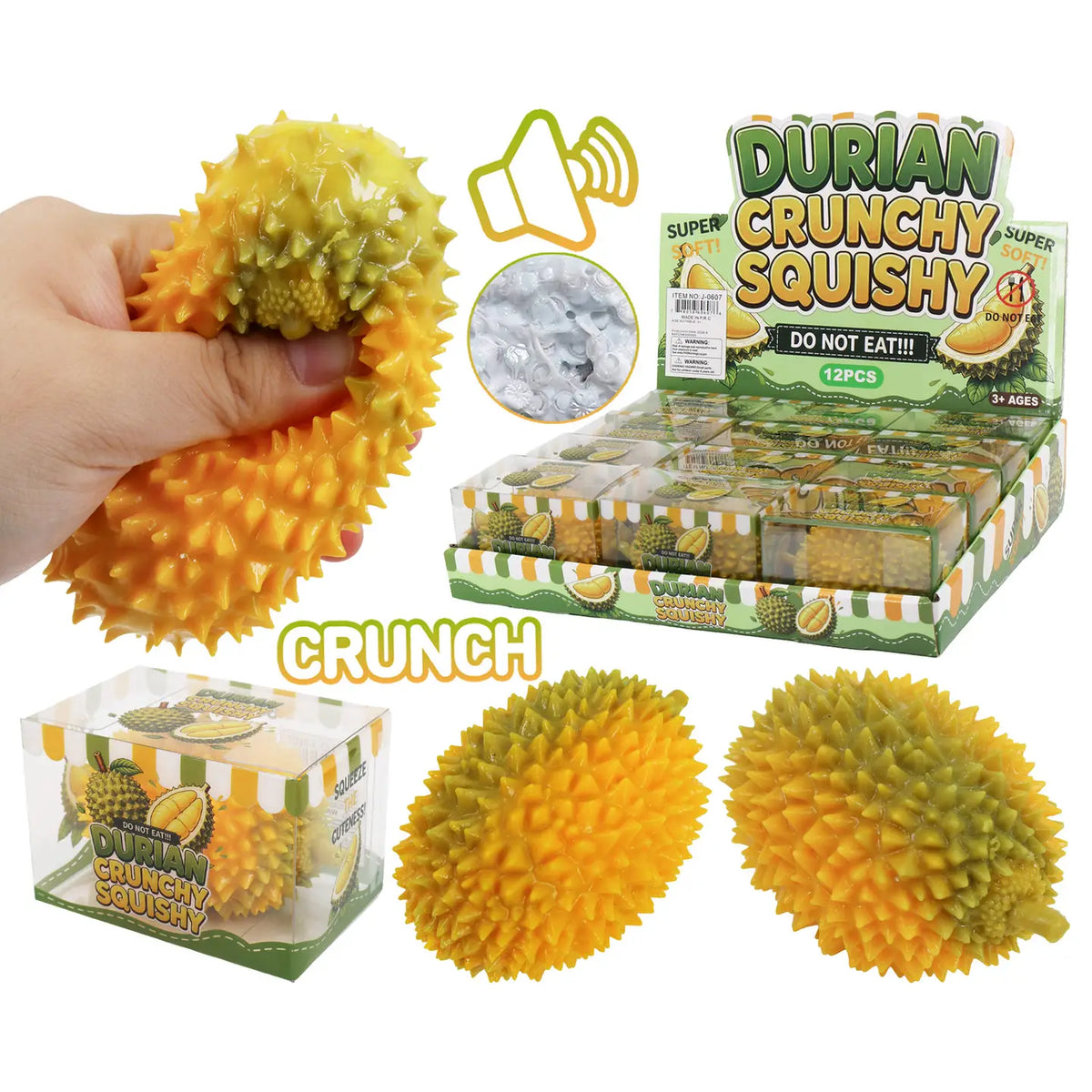 Durian Fruit Crunchy Bead Slime Filled Squishy