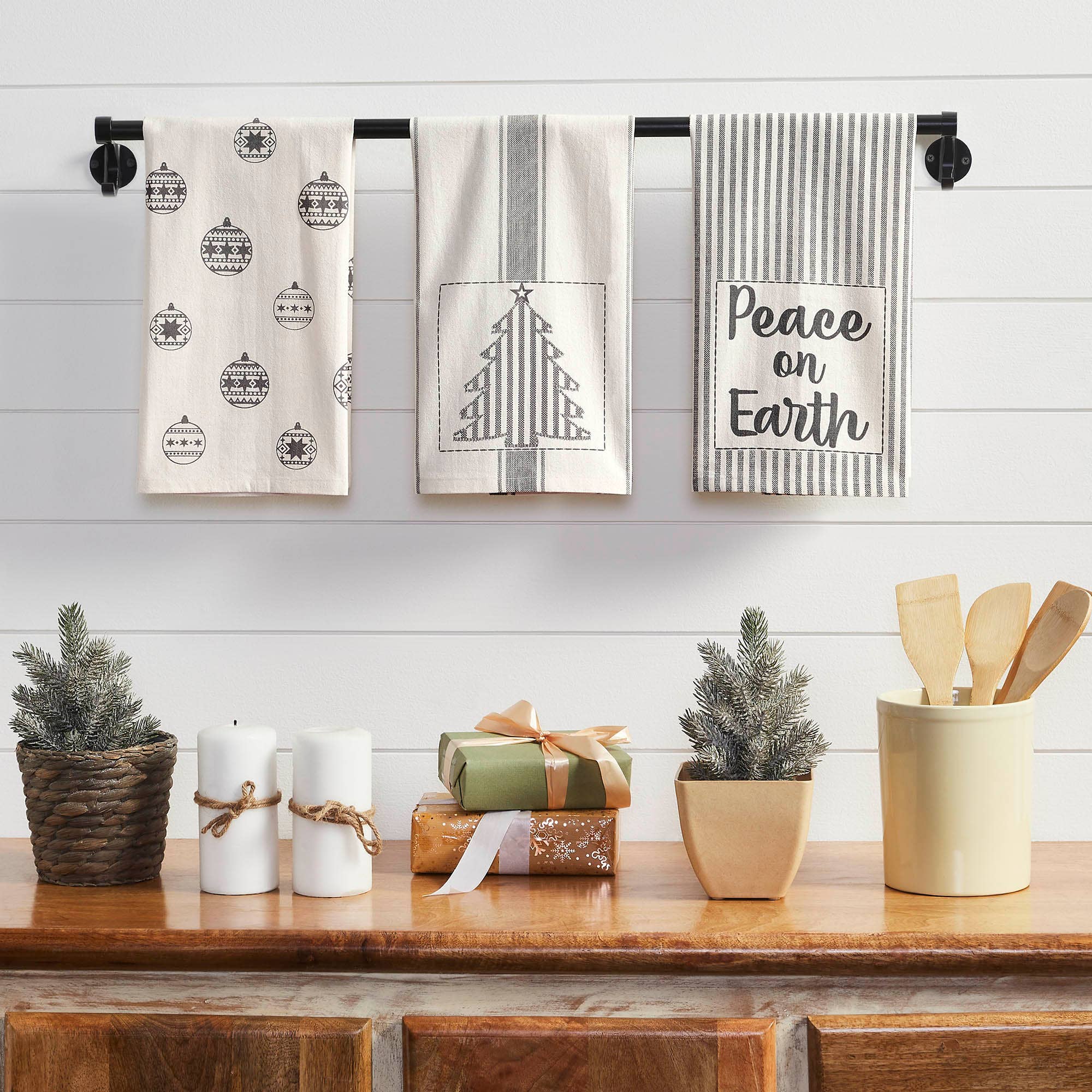 Black/White Christmas Tea Towel