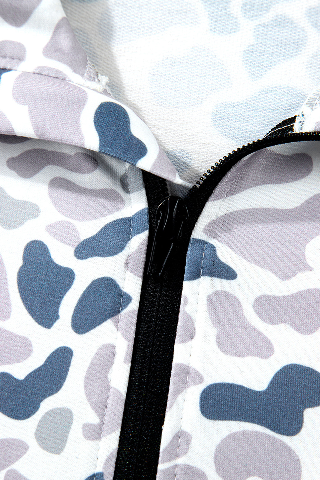 Camouflage Print Quarter Zip Kangaroo Pocket Pullover Sweatshirt