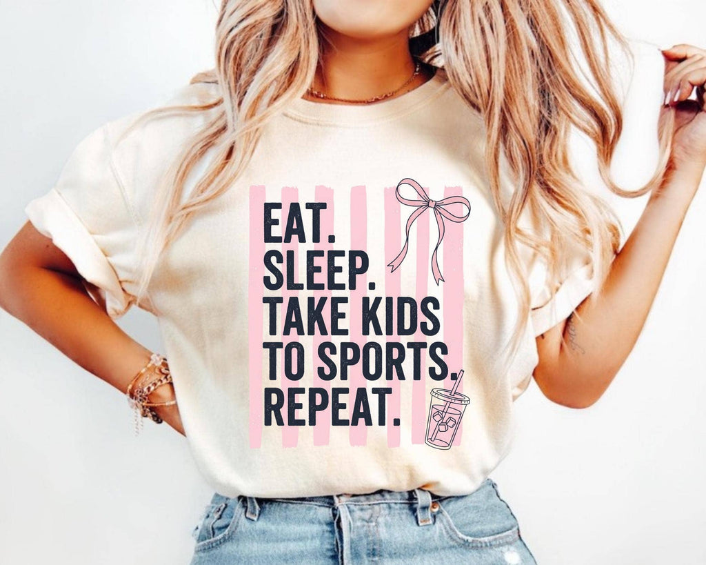 Comfort Colors Eat Sleep Take Kids To Sports Repeat Shirt