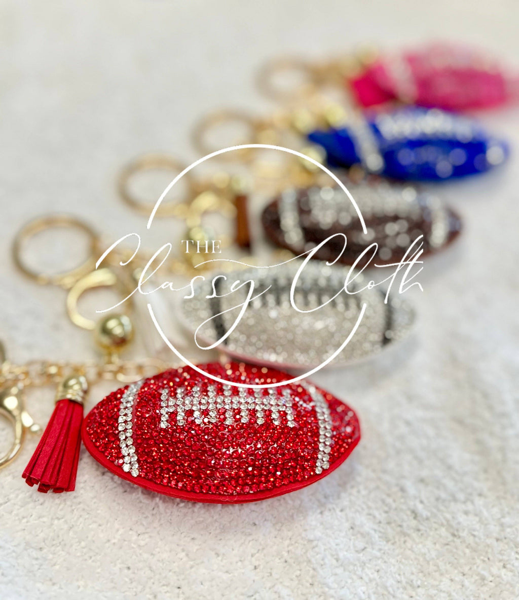 Jeweled Football Keychain