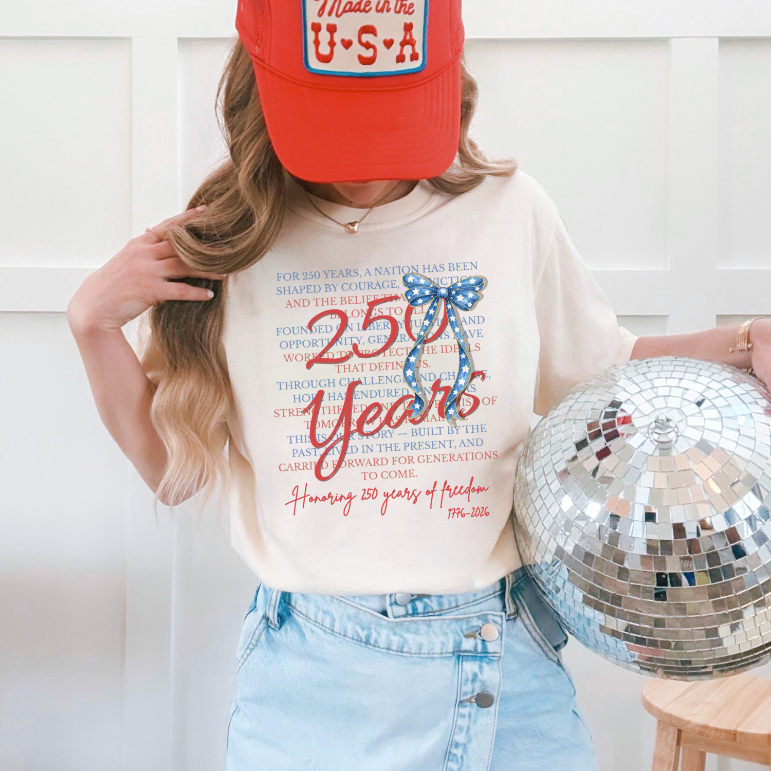 USA | 25 Years | Bow | 250 Anniversary | Patriotic CC Tshirt