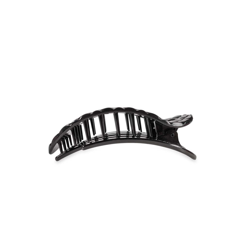 Flat Round Hair Clip | Small | Jet Black Quilted