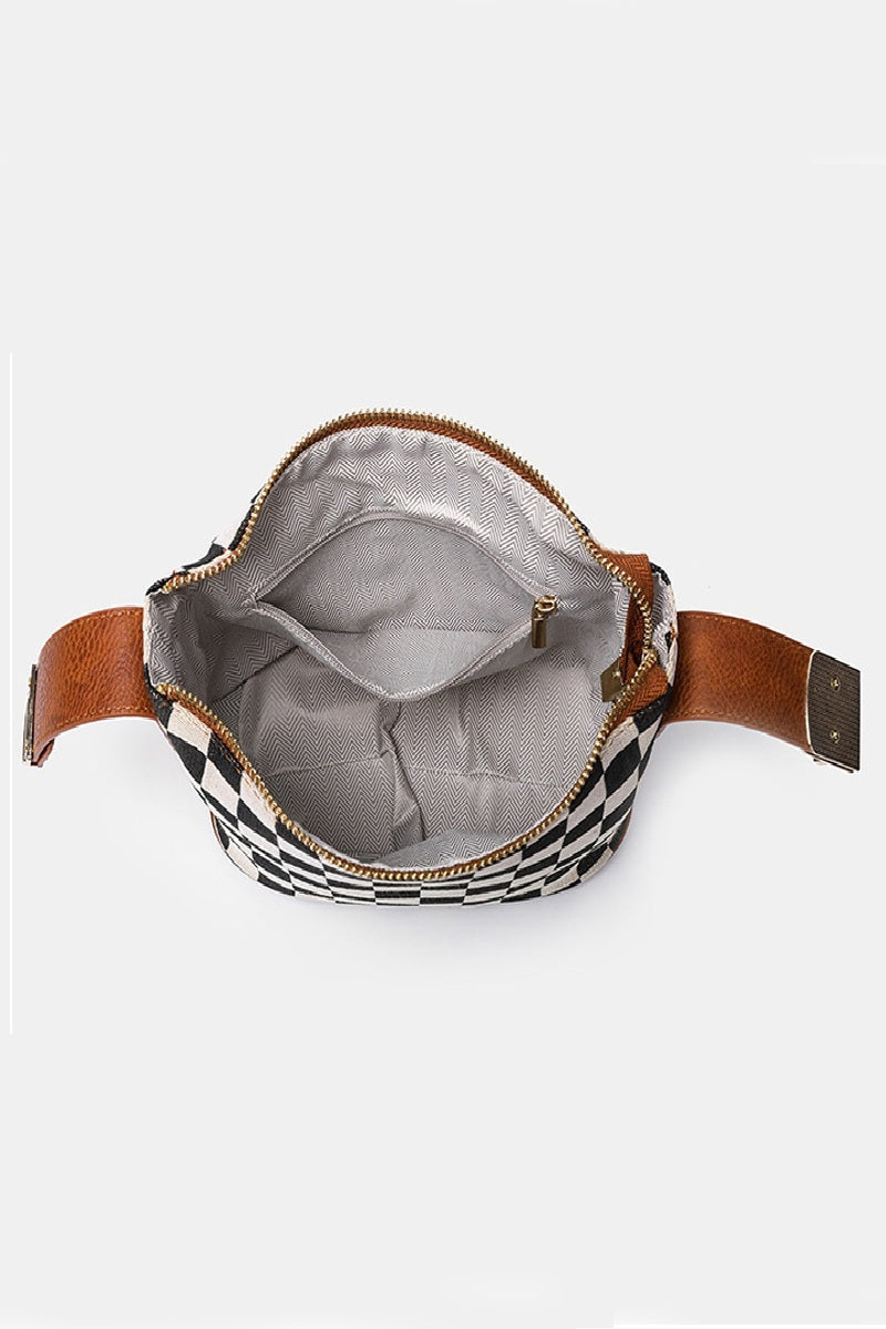 CHECKERED HOLLACE CROSSBODY CUBE TOTE BAG