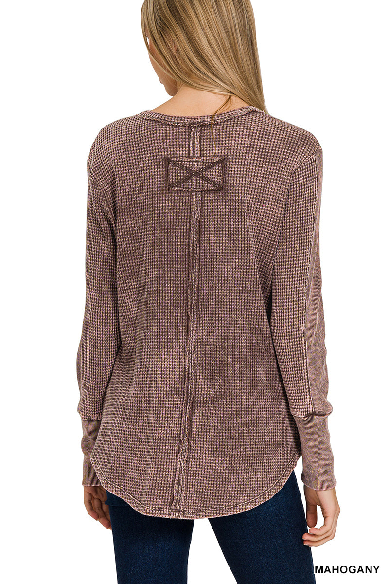Mocha / Acid Wash LS Waffle