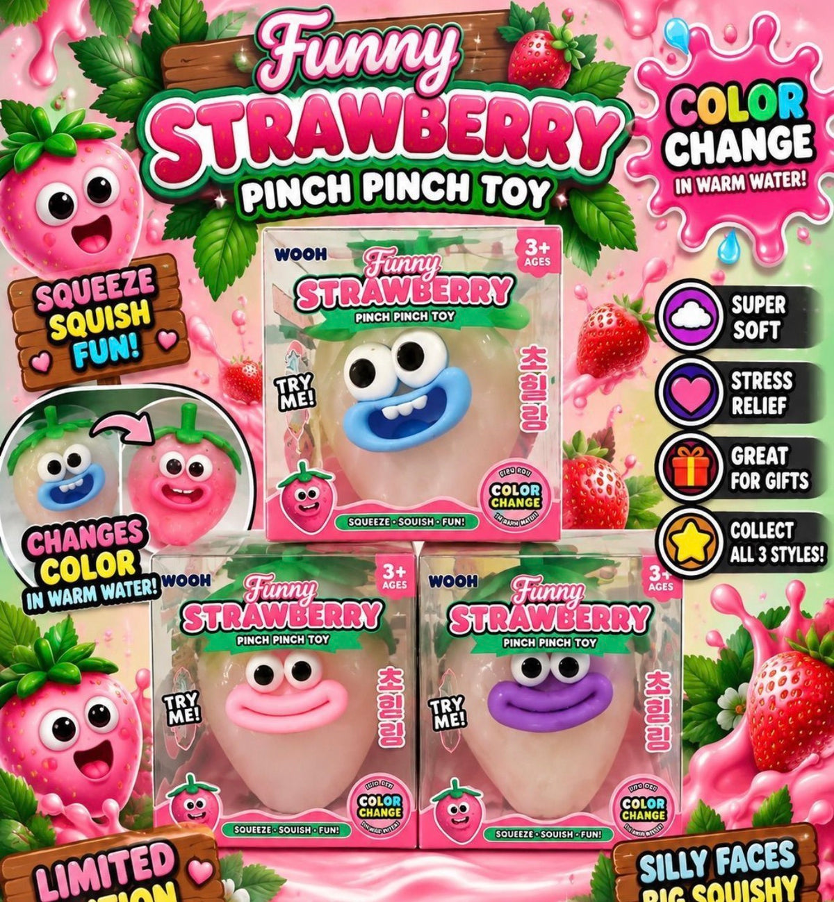 Coloring Change Scented Strawberry Squishy