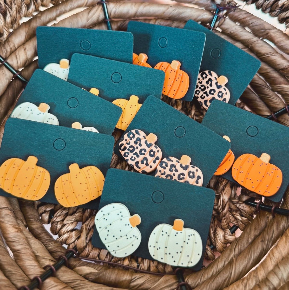 Neutral Fall Pumpkin Stud Earrings