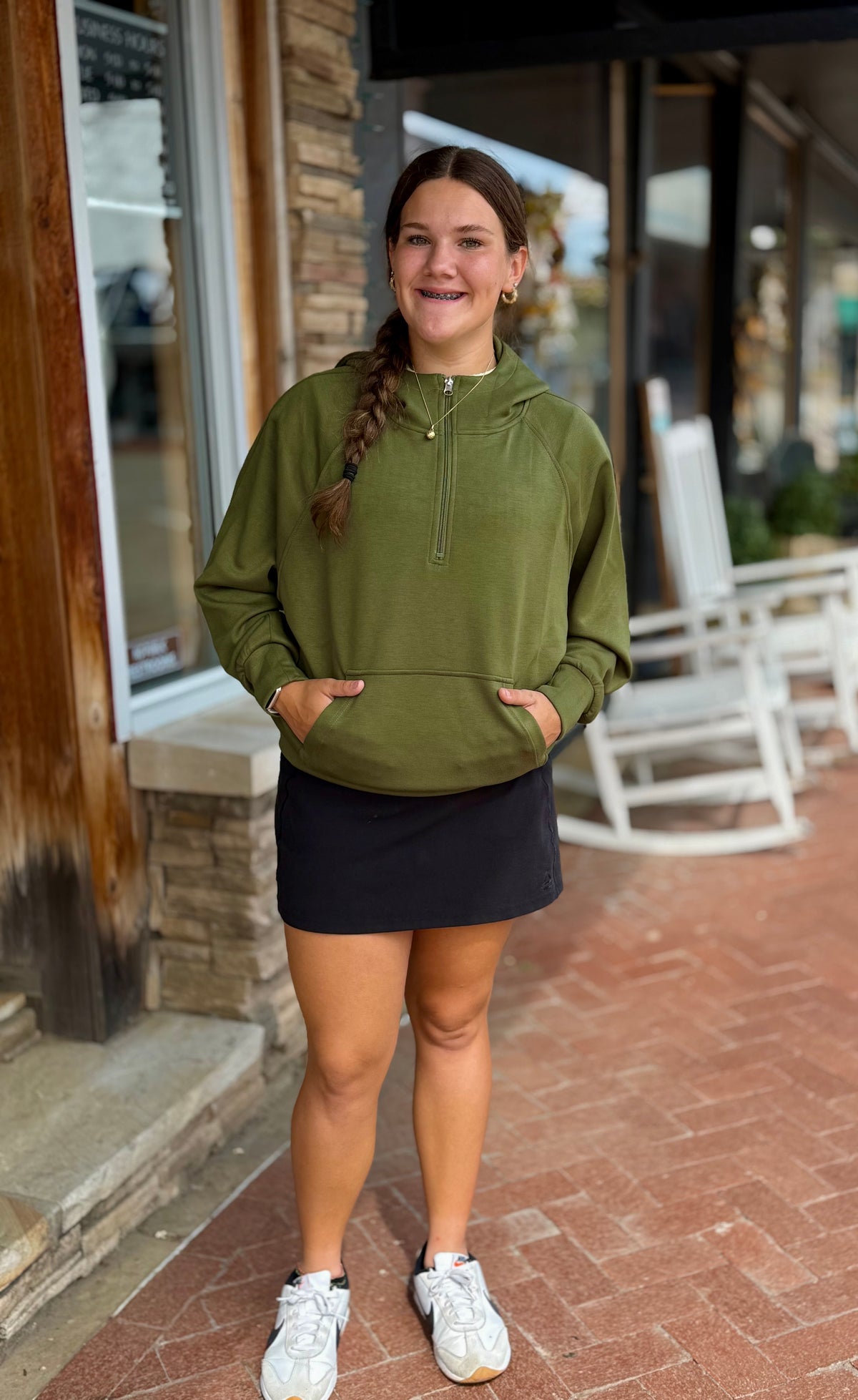 Kayla Luxe Hooded Quarter Zip Pullover