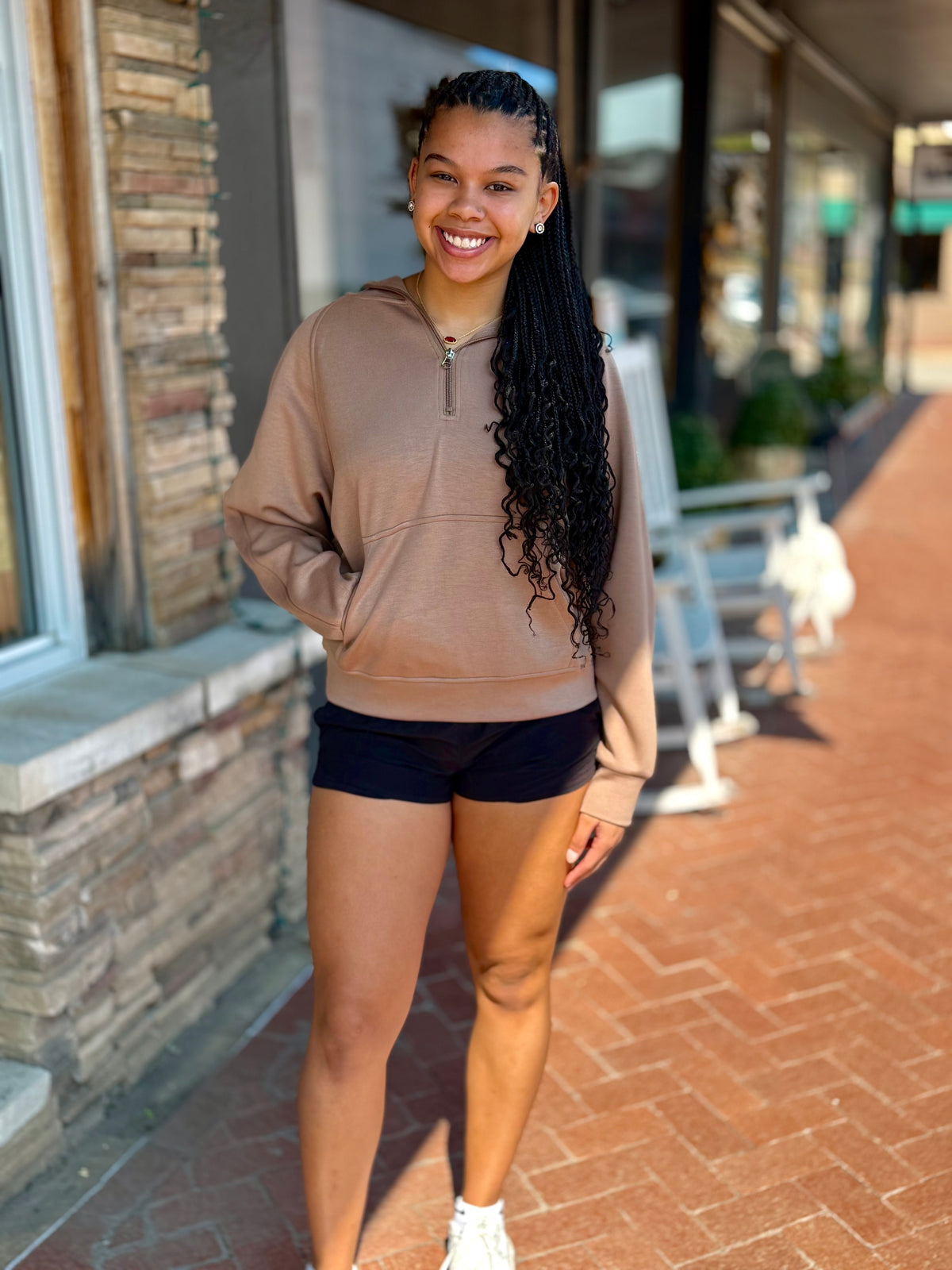 Kayla Luxe Hooded Quarter Zip Pullover