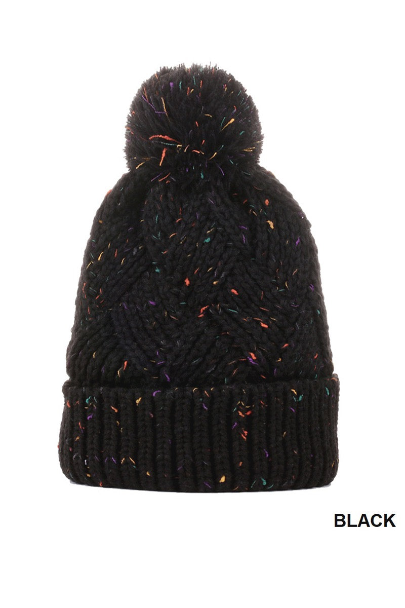 SPECKLED POM POM BEANIE