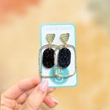 TSD/ Black Sparkle Oval Hoops