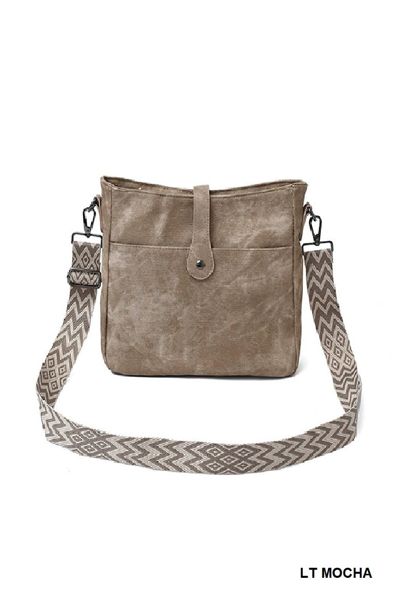 DISTRESSED FAUX LEATHER CROSSBODY MESSENGER BAG