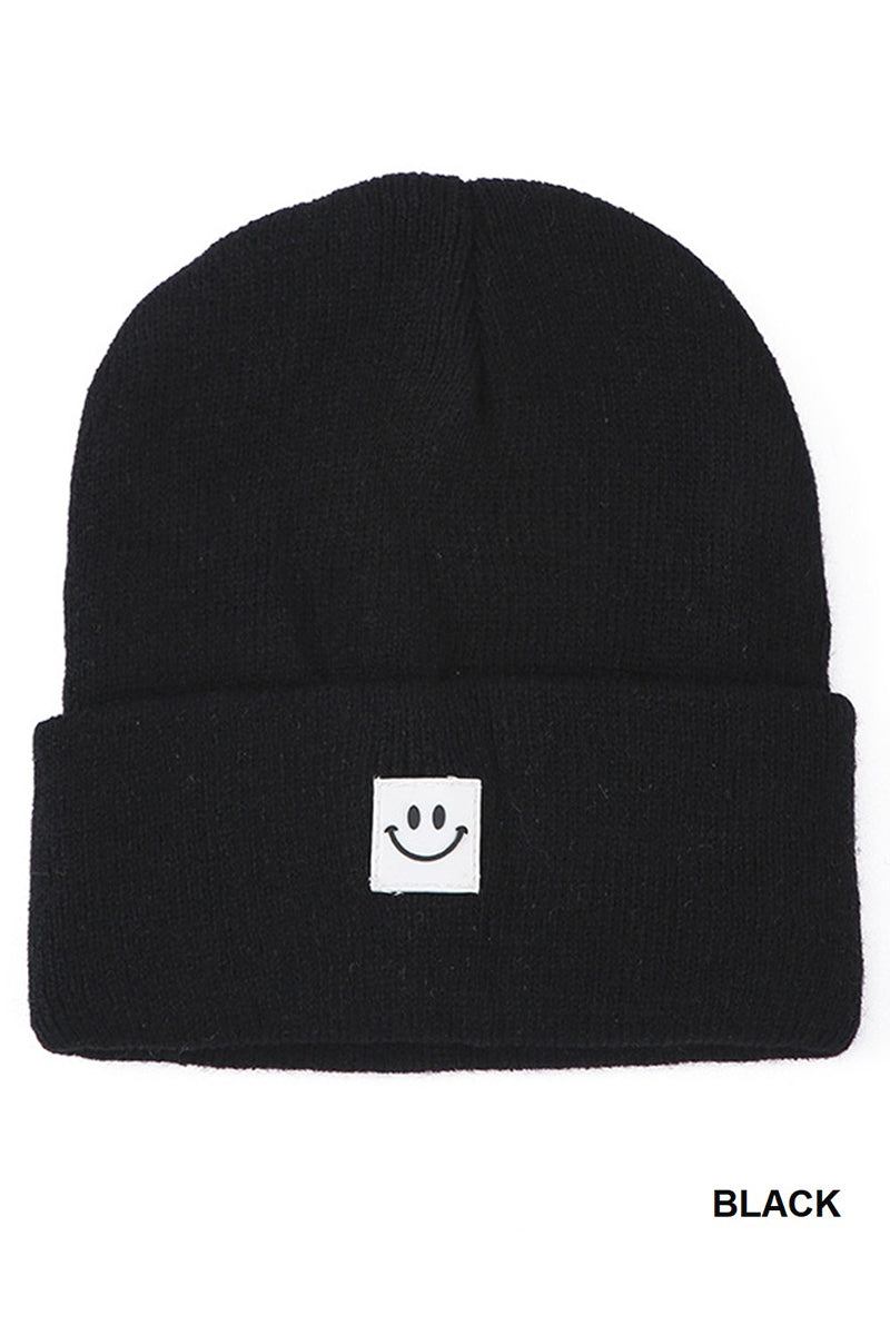SMILEY FACE PATCH BEANIE