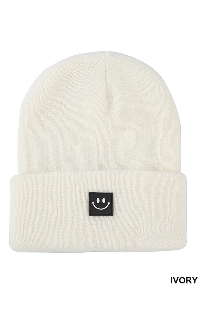 SMILEY FACE PATCH BEANIE