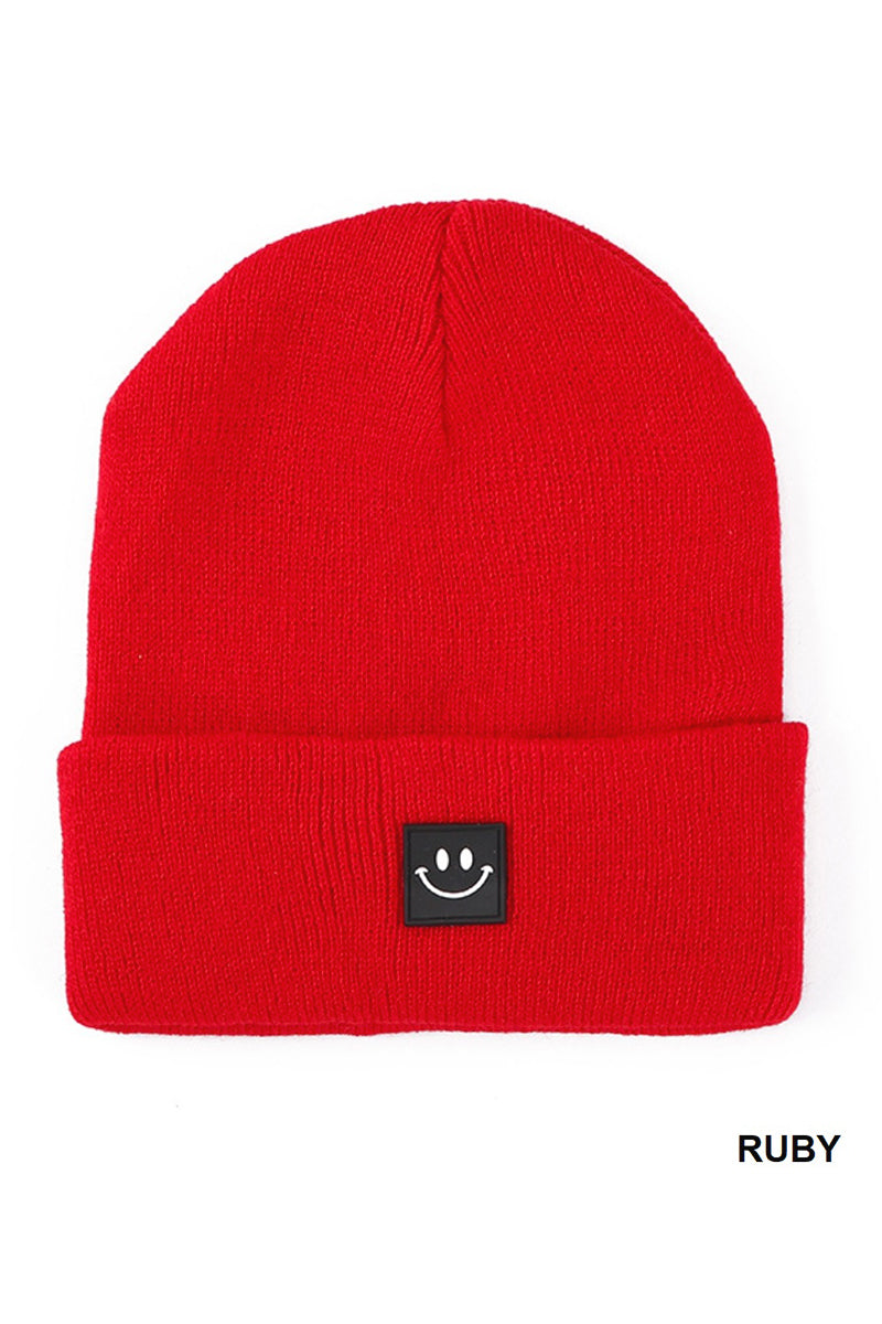 SMILEY FACE PATCH BEANIE